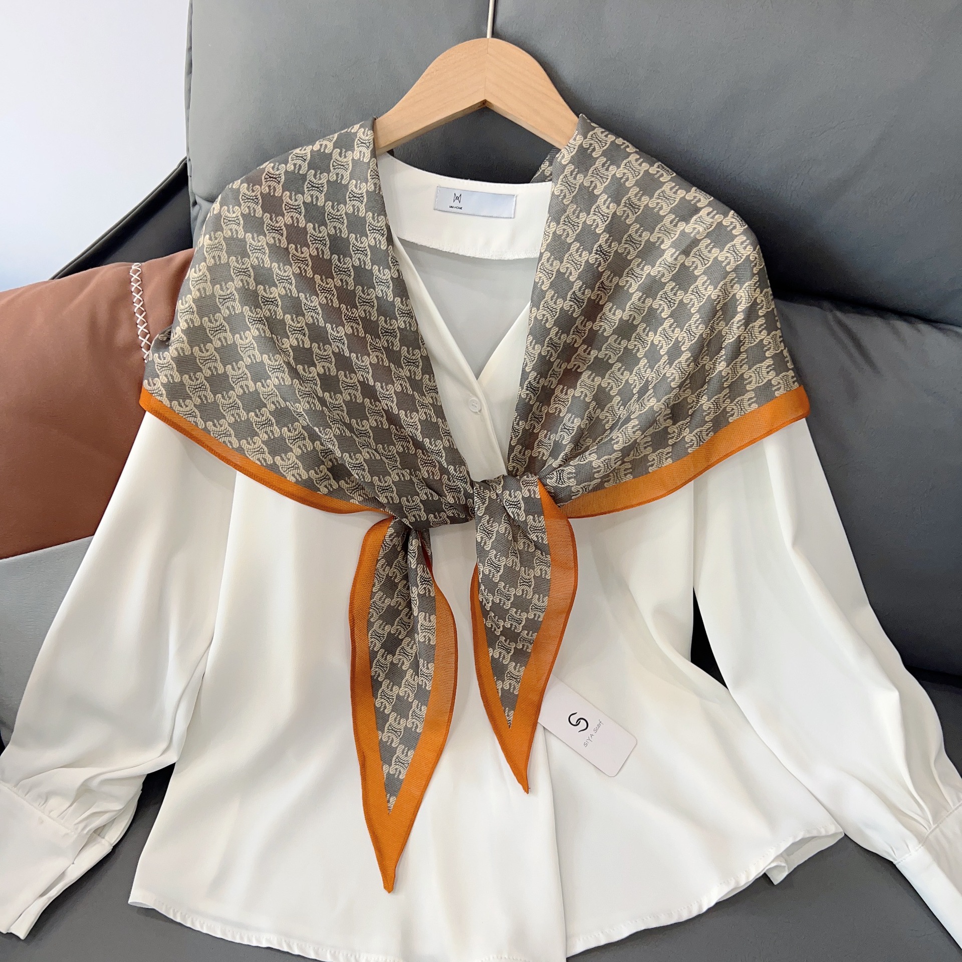 Bufanda de Hilo de Bambú Nueva de Primavera 2025, Protector de Cuello Elegante y Versátil, Prenda Exterior Decorativa, Chal Fino image 5