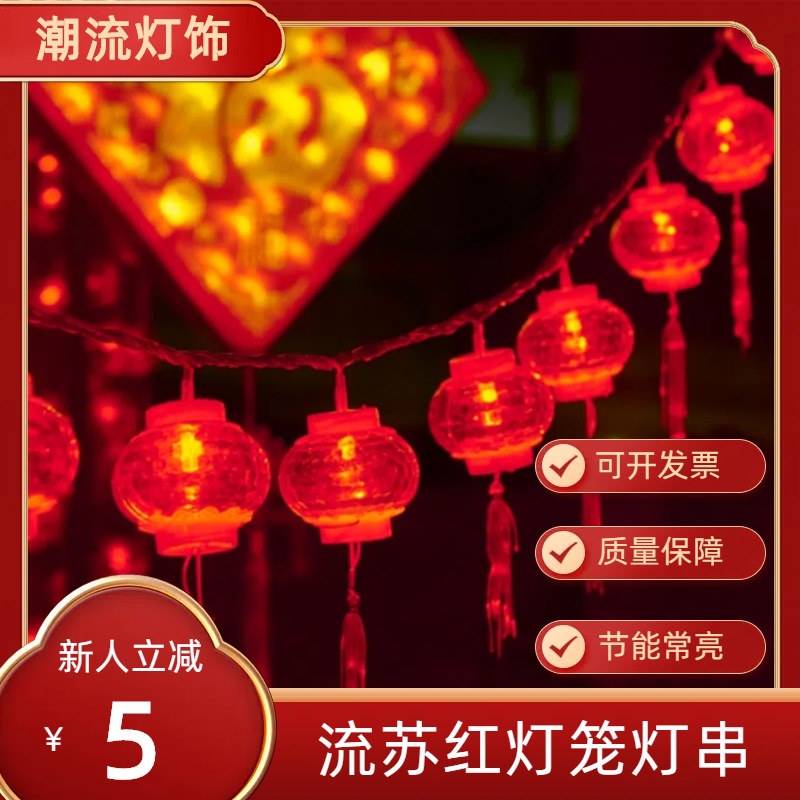 流苏红灯笼灯串2024新春led装饰灯客厅庭院卧室新款灯笼彩灯批发