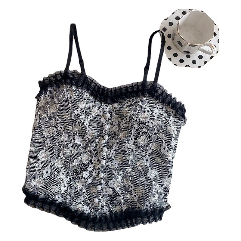 Популярная кружевная Цветочная маленькая камисоль, обернутая спиной грудь, с нагрудной подушечкой, предотвращающая экспозицию, верхняя одежда, нижний Топ для женщин