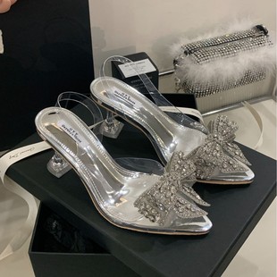 2025 New Rhinestone Crystal Root Fairy Style Summer Outer Sandals Wedding Shoes in Stock 35-40