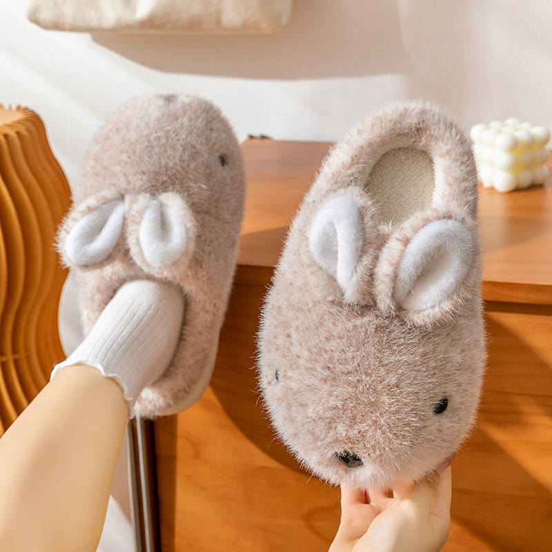 Zapatillas de algodón para mujer Otoño e Invierno 2023 Nuevo Hogar interior lindo antideslizante cálido fondo grueso felpa Zapatillas de algodón para hombres