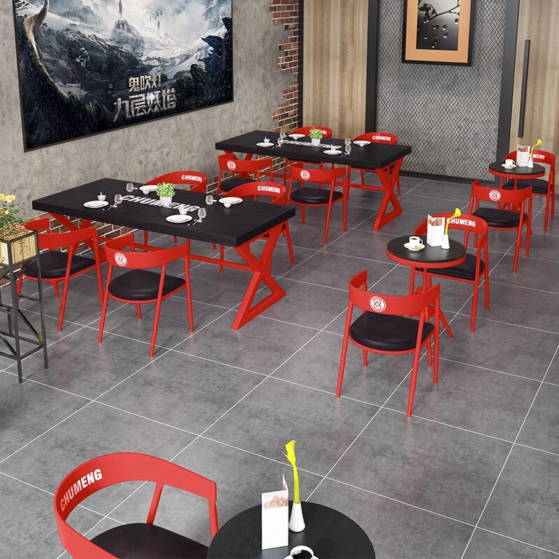 Color Industrial Fengqing Bar Club Table and Chair Combination Milk Tea Shop Restaurant Hotel Commercial Barbecue Dining Table Late Night Shop
