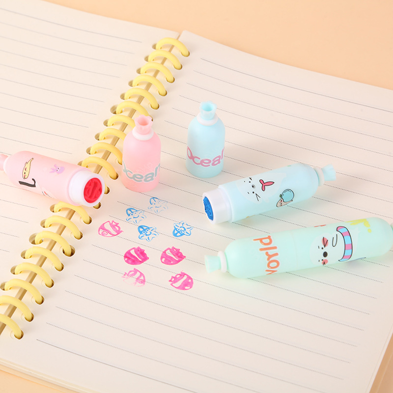 Mini resaltador súper lindo, dibujo de dibujos animados de estudiante, marcador de pintura, punto clave del fabricante al por mayor