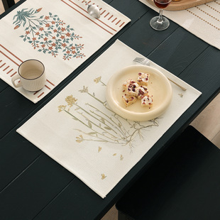 Cotton Woven Table Mat Thickened Desktop Spacer Fabric Simple Watercolor Printing American Style Western Food Mat Wholesale