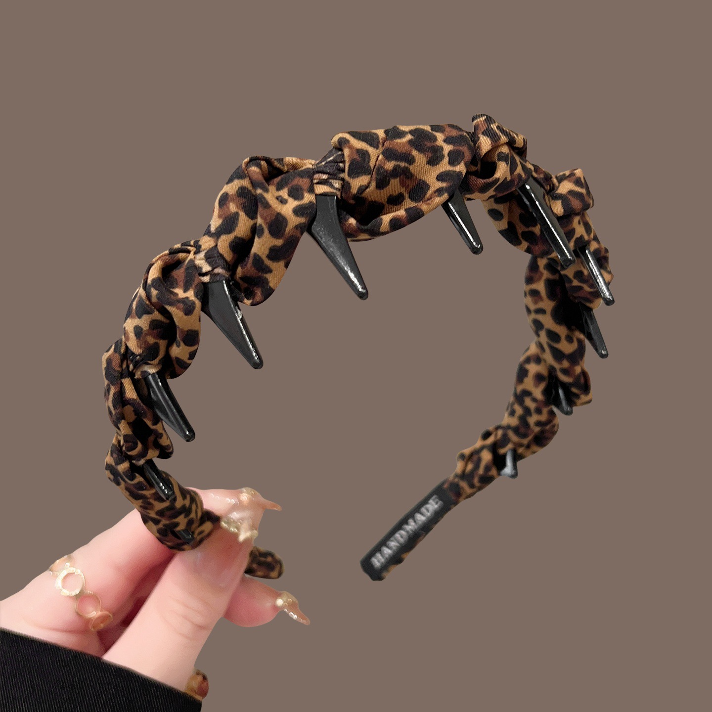 # 73 coffee color leopard print wavy hairband