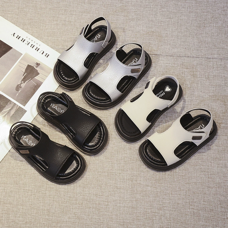 Детская минималистская пляжная обувь для мальчиков с мягким подошвением босоножки с открытым носком летом 2025 новый нейтральный модный детский кроссовок