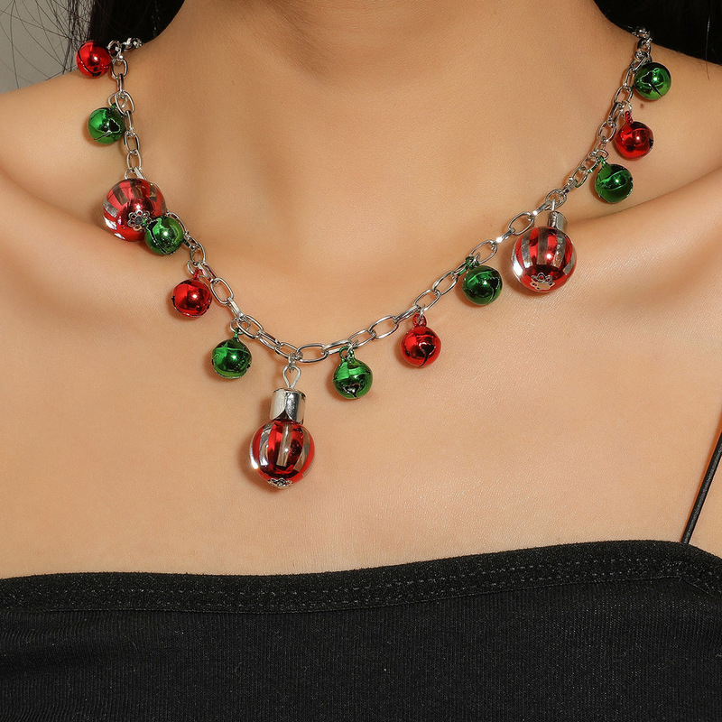  Retro Christmas Necklace for women girls fashion Jewelry Set Creative colorful bell party necklaces holiday gift ladies