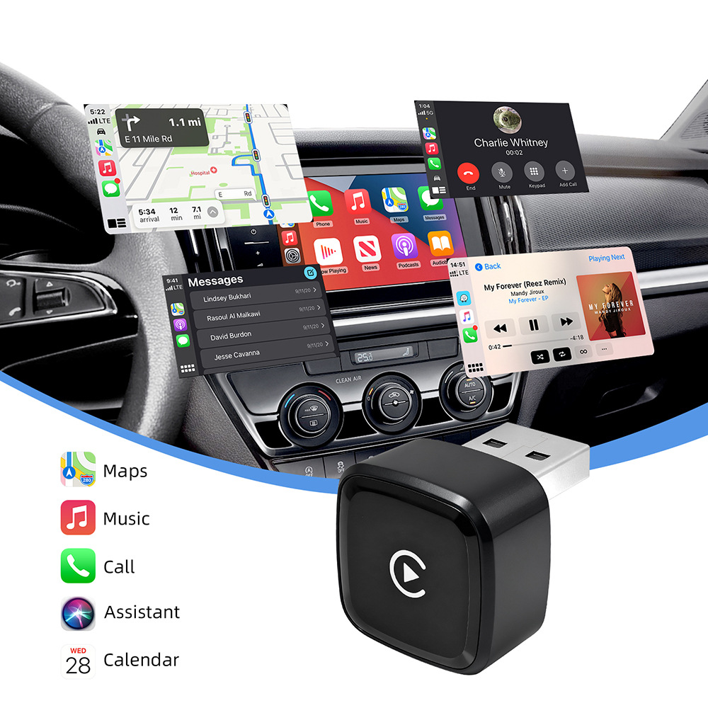 Amazon Carplay Apple Android 2-in-1 Wired to Wireless Portable Car Connectivity Carplay Box