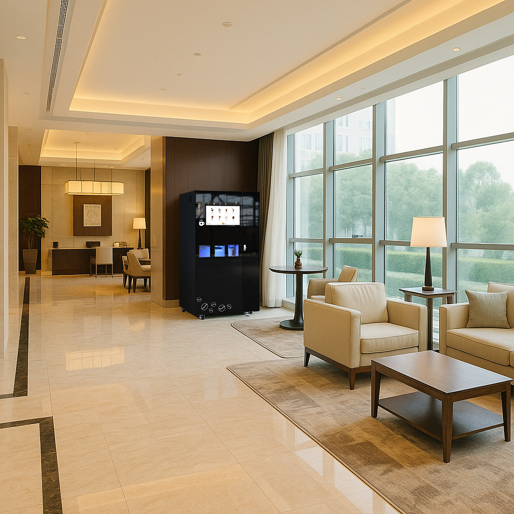 Máquina de café automática totalmente automática con máquina de hielo incorporada, máquina de café caliente y frío de autoservicio no tripulada