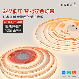 Led Home Lighting Without Main Light, Low Voltage 24V, Tuya Tmall Smart Dimming and Color-Adjusting Cob Light Strip, Smart Light Strip