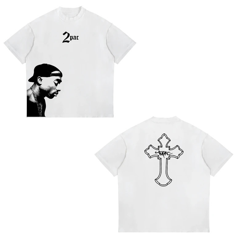 【Cross-border European size】Rap Singer Tupac 2pac Hip-hop Setwear Oversized