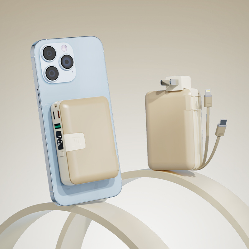 Bsmi10000Mah Magnetic Wireless Power Bank Comes with Detachable Plug and Dual-Wire Integrated Mobile Power Supply Across the Mirror