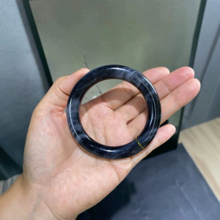 Jin Yu Tang Xinjiang Hetian jade blue and white seed bracelet retro fat round ink landscape artistic conception delicate meat