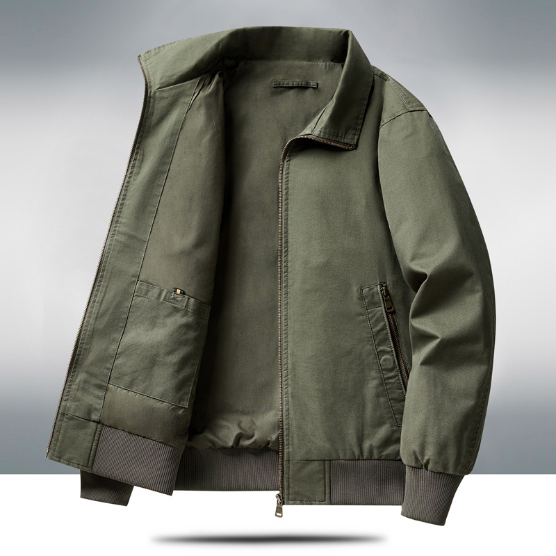 New Style Spring and Autumn Pure Cotton Men's Jacket, Retro Casual, Simple, Loose and Versatile