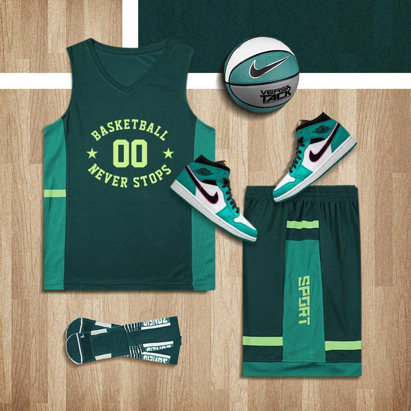 Basketball Clothes suit Men's Printed Diy Jersey Summer Sports Vest Training Competition Quick-Dry Team Clothes