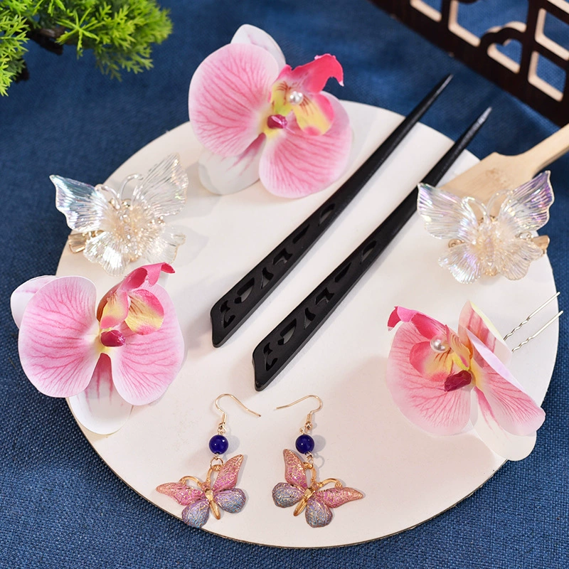 Супер сказочный халат, свадебный головной убор, розовый, горячий стиль, супер сказочная фантазия, стерео заколка для волос в виде бабочки, женская заколка для волос, вилка для волос, головной убор