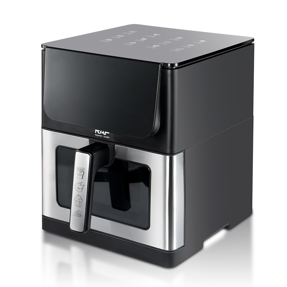 Freidora de aire transfronteriza estándar europea RAF 8L pantalla táctil de gran capacidad freidora doméstica inteligente hacia arriba y hacia abajo