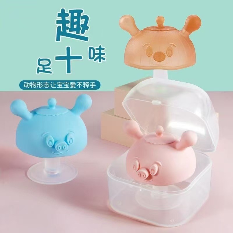 Baby Pacifier Food Grade Anti-Flatulence Green Liquid Silicone with Suction Cup Mushroom Type Baby Teether Wholesale