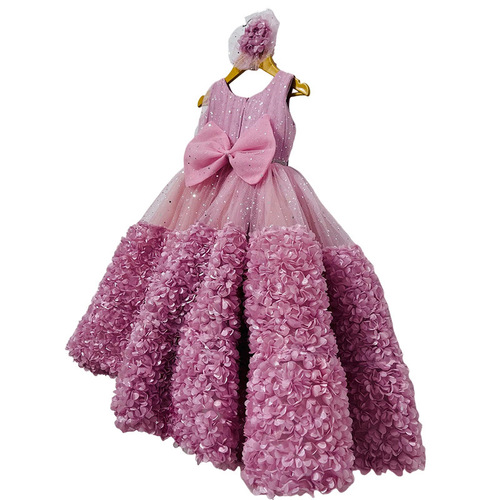 Princess Dress Girls' Formal Dress Glitter Princess Dress Children's Rose Fairy Dress 2024 New Style Fashion