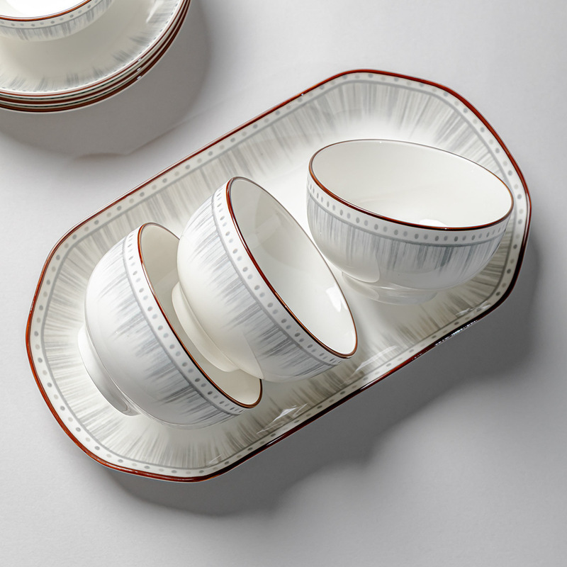High-End European-Style Underglaze Ceramic Bowl for Home Use, Soup Bowl, Noodle Bowl, Small Bowl, Rice Bowl, Plate, Tableware, Bowl and Dish Set High-End European-Style Underglaze Ceramic Bowl for Home Use, Soup Bowl, Noodle Bowl, Small Bowl, Rice Bowl, Plate, Tableware, Bowl and Dish Set