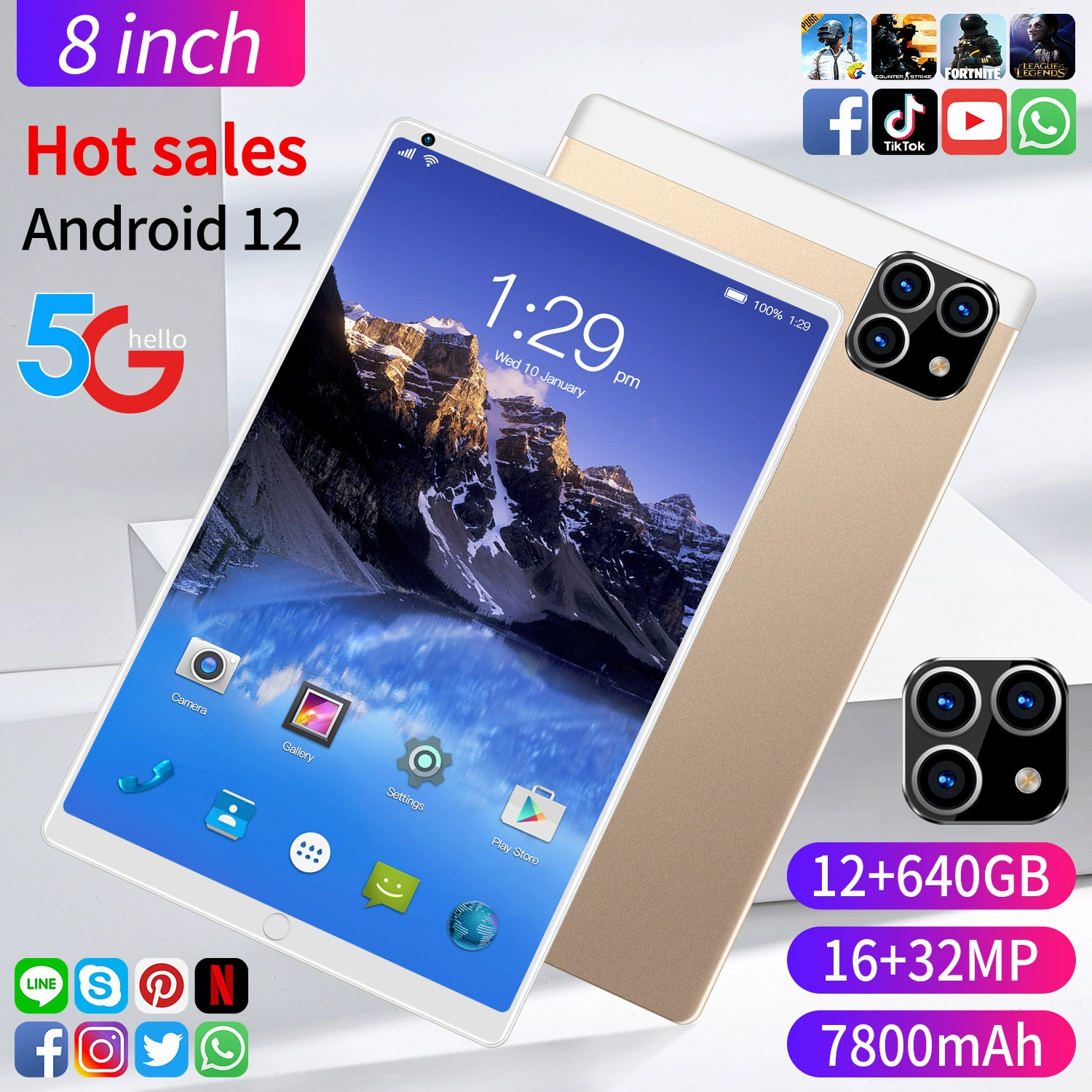 Планшет с экраном из стекла, 8 дюймов, Android, Bluetooth, 3G