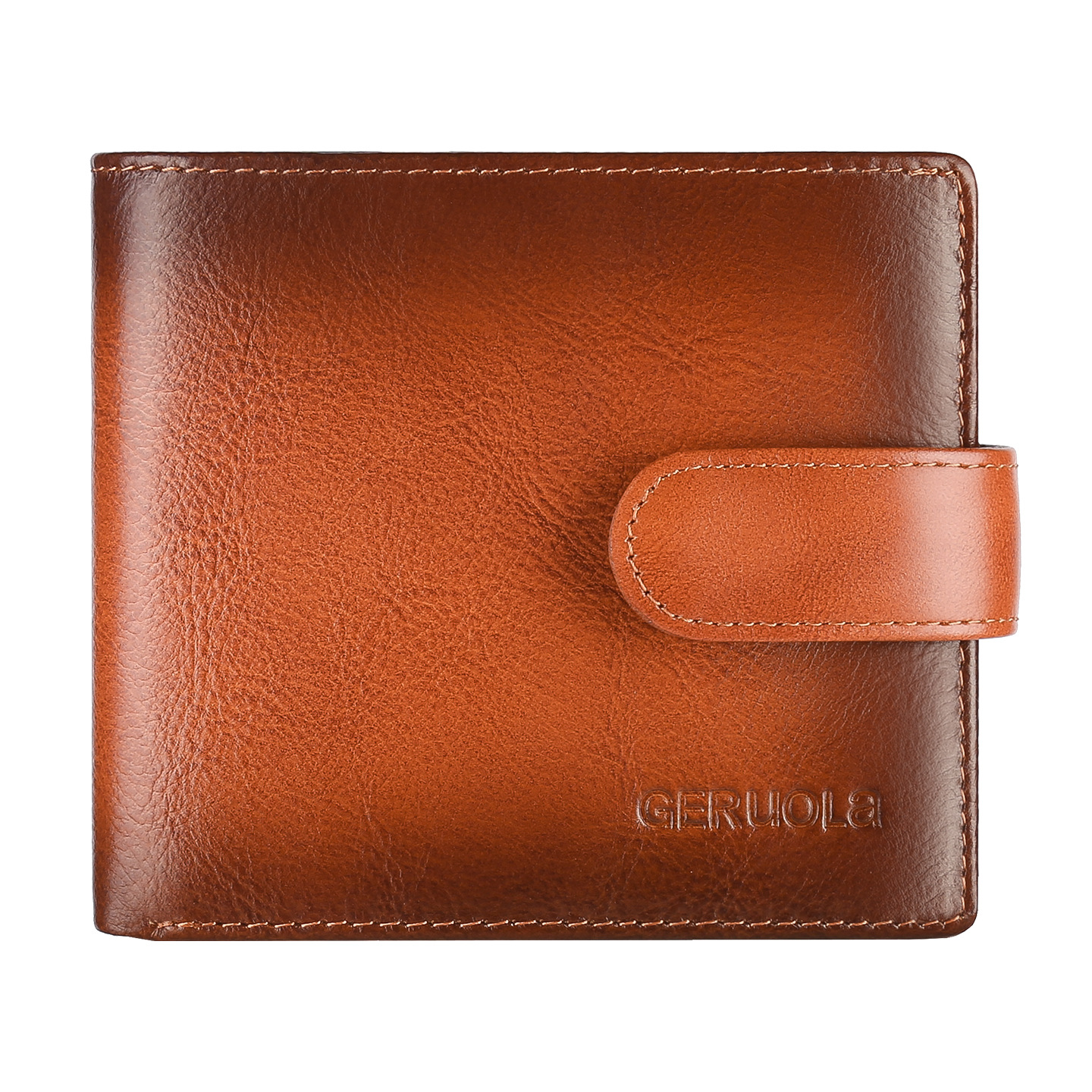 Geruola tienda de fábrica de cuero real, cartera de cuero de vaca, cartera de botón para hombres, bolsa de cambio, bolsa de tarjetas al por mayor