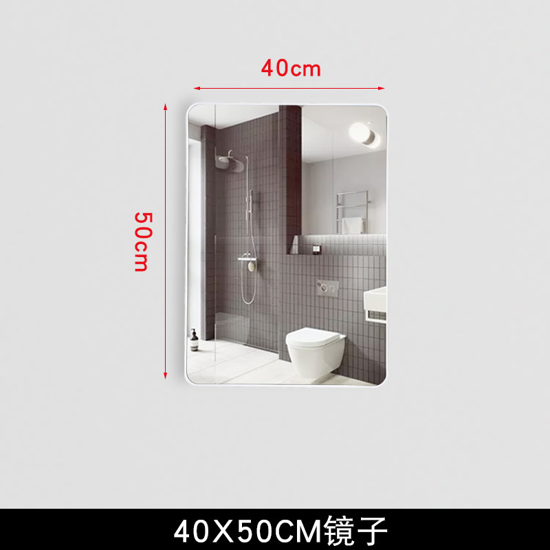 Espejo de baño con espejo de tocador cuadrado nórdico con estante de almacenamiento tocador gabinete de baño lente sin perforar montado en la pared