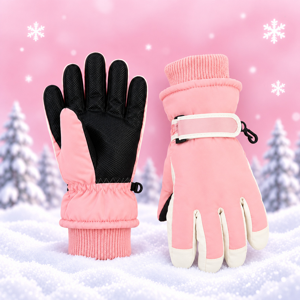 Pantalla táctil para niños de 3 - 17 años de invierno grueso a prueba de frío impermeable a prueba de viento antideslizante y caliente para jugar con guantes de seda