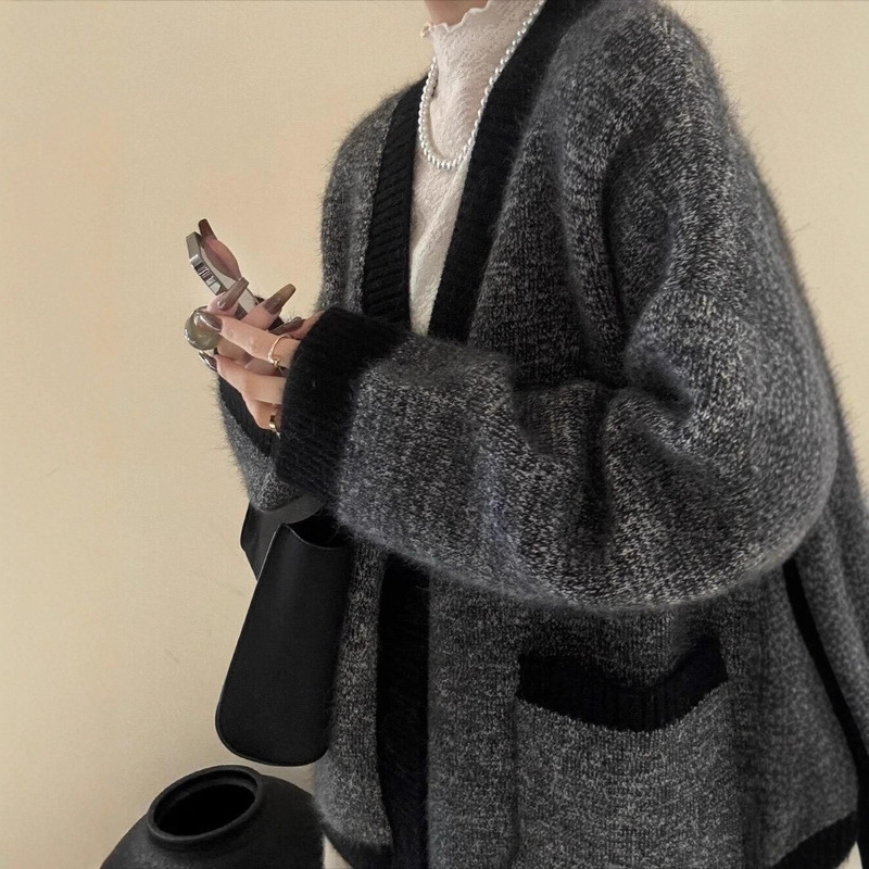 Brother's Mall Same Style Women's 2025 Autumn V-Neck Oversized Sweater Cardigan, Lazy High-End Loose Knit Jacket Brother's Mall Same Style Women's 2025 Autumn V-Neck Oversized Sweater Cardigan, Lazy High-End Loose Knit Jacket