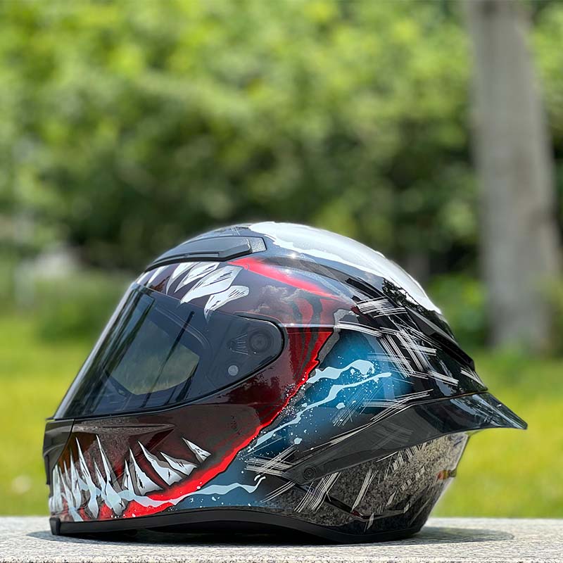 Motorcycle Helmet Personalized Snow House Style with Extended Spoiler