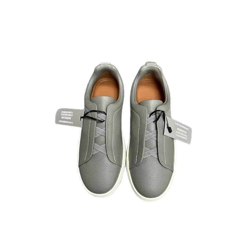 Herren Leder Sneaker Zum Reinschlüpfen Elastische Freizeitschuhe_voghion.com