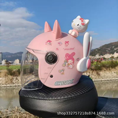 New National Standard 3C Certified 1-4-12 Year Old Kidsren's Helmet Motorcycle Helmet Men's and Women's Winter Half Helmet Electric Vehicle Safety (Motosiklet kaskı (dəbilqə)) - peach-pink-melody-hd-long-mirror-pink-cat-ears-kt-cat-boy-white-rabbit-ears-fall-and-winter-helmet-for-children-aged-1-5-years-old
