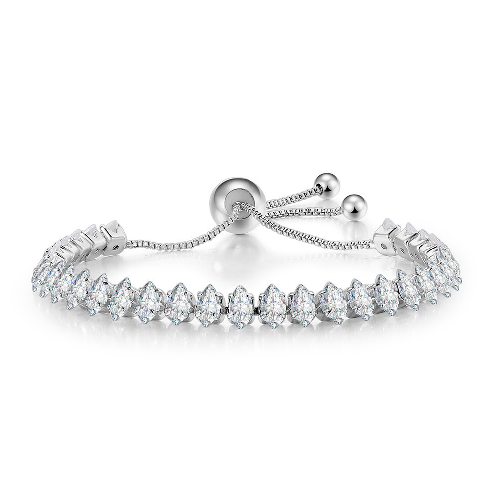 Pulsera de tenis europea y americana popular con piedra marquesa para mujer, pulsera ajustable de circonita de cristal de una sola fila,_voghion.com