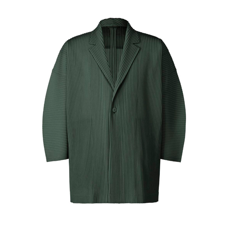 Chaqueta cortavientos para hombre primavera 2025 cuello de traje de un botón Cárdigan suelto japonés Chaqueta plisada de tela informal