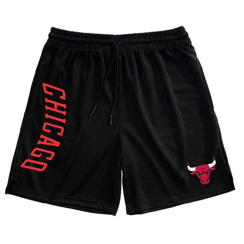 Bulls Team Rose Quick-Drying Breathable Sports Shorts Men's American Basketball Training Summer Loose Casual Quarter-Length Shorts