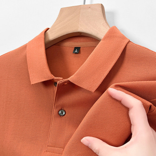Men's Polo Shirt with Collar Short Sleeve Pure Cotton T-Shirt for Middle-aged Men 2025 New Summer High Quality Casual Solid Color Top 