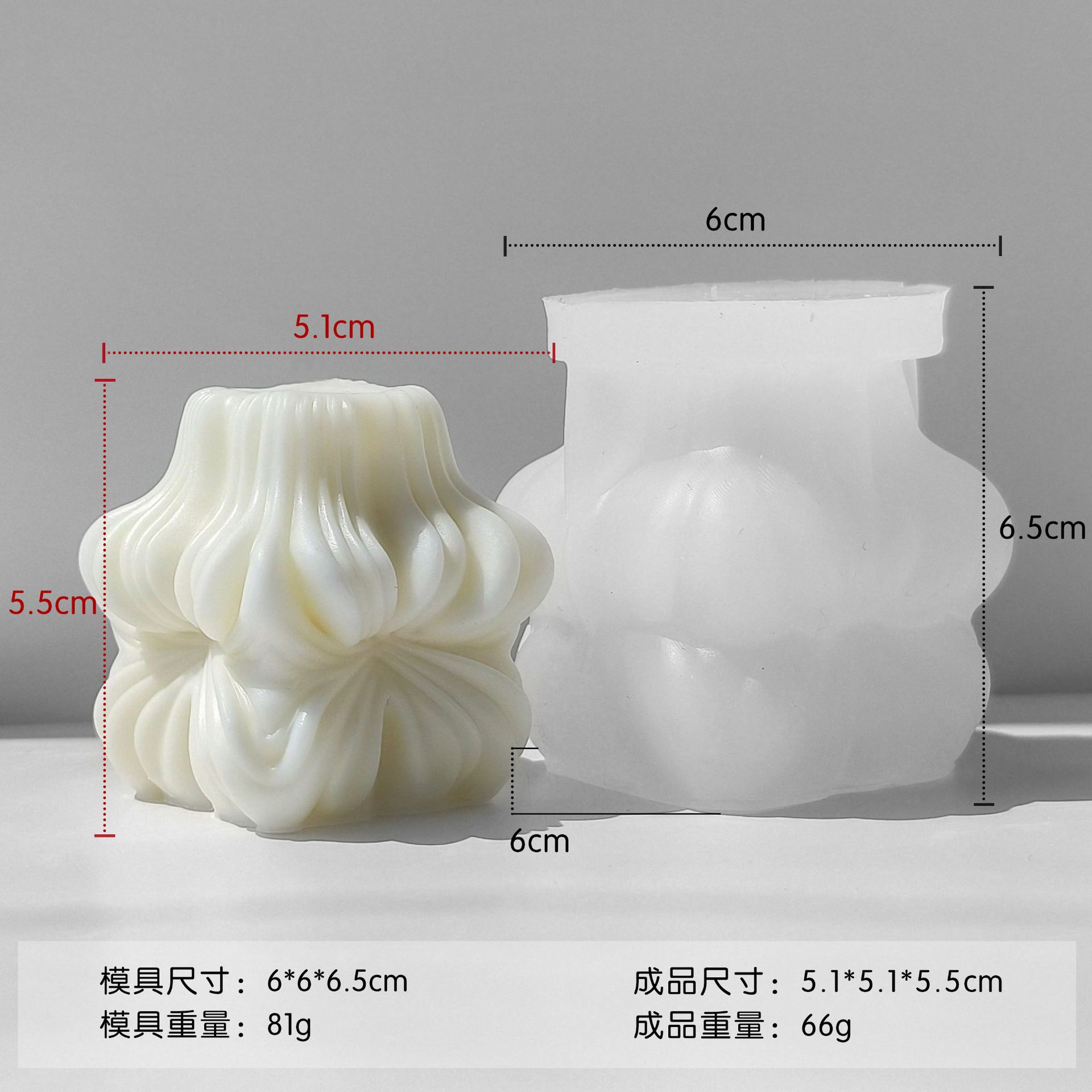 Jiahui-mei transfronterizo geometría rotatoria molde de cera de banano ondulado banda de vela magnética adornos abrasivos