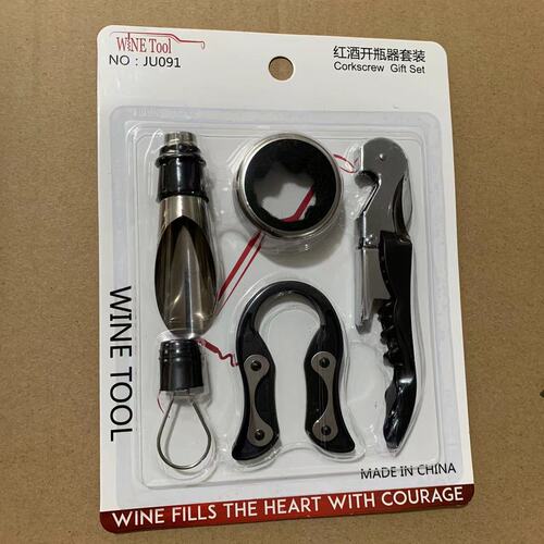 Creative Wine Tool Gift Set Red Sea Horse Bottle Opener Wine Stopper 5-Piece Set Wine Promotional Gift