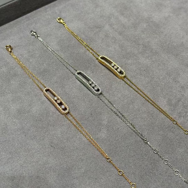 Foreign Trade Jewelry Meijia Three Diamond Sliding Full Diamond Paperclip U-Shaped Niche Light Luxury High-End Large Bracelet Foreign Trade Jewelry Meijia Three Diamond Sliding Full Diamond Paperclip U-Shaped Niche Light Luxury High-End Large Bracelet
