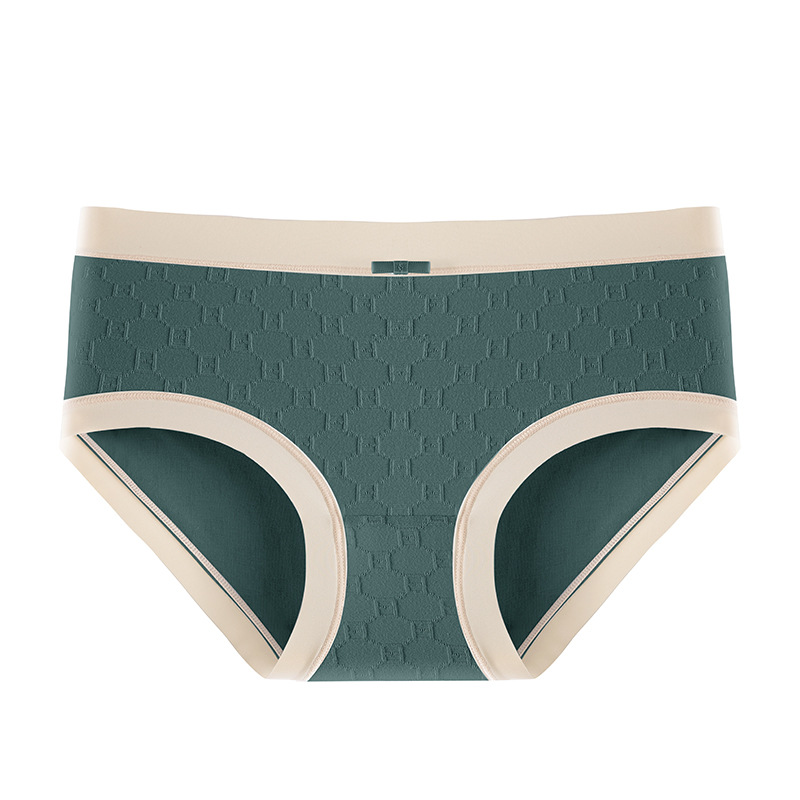 Verano de las mujeres de algodón fino transpirable antibacteriano entrepierna sin costuras media cintura simple Plaid triángulos cortos en stock