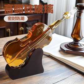 创意小提琴玻璃泡酒瓶加厚玻璃瓶家用密封异形泡酒瓶2斤装酒瓶