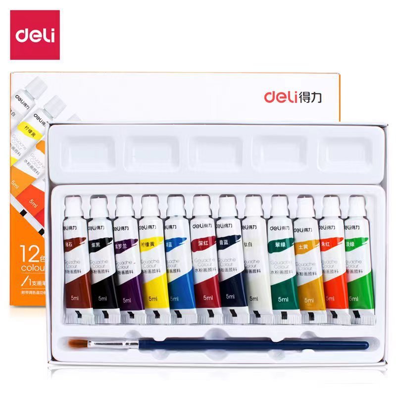 デリ水彩絵の具セット 12 色 18 色 24 色ガッシュ絵の具初心者美術学生描画絵画落書き|undefined
