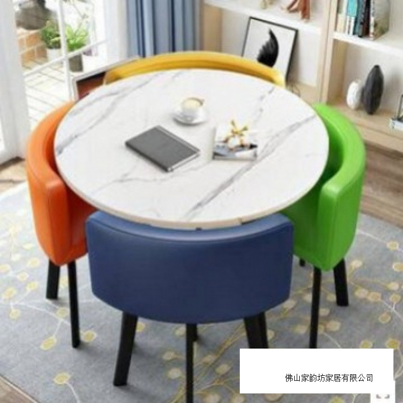 创意简约休闲小圆桌洽谈桌椅组合办公室会客接待桌咖啡奶茶店餐桌|undefined