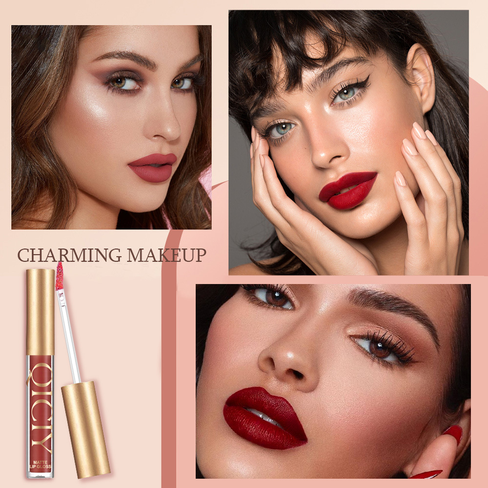 Exklusives QICIY-Lippenglasur-Set, matt, perlmuttartig, Antihaft-Lipglasur, beliebter Lipgloss, 11 Farben_voghion.com