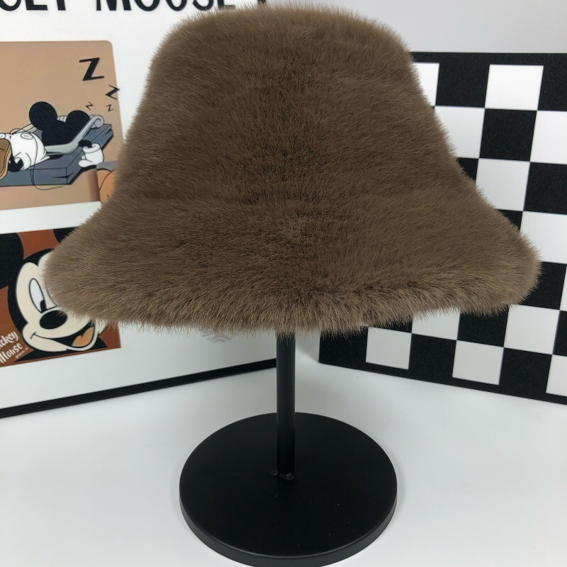 秋と冬の女性用フィッシャーマンハット、厚くて暖かいイミテーションミンクファー、大きな頭囲、顔が見える小さなホリデースタイルのファッショナブルで多用途な豪華な帽子|undefined