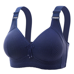 New plus size wireless bra comfortable breathable push up breast jacquard middle-aged mom underwear big chest small