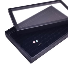 100孔位首饰托盘有盖戒指耳钉托展示盒子耳钉饰品收纳盒地摊耳环