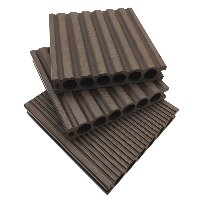 Protección del medio ambiente anti-moho impermeable 139*24 decoración anticorrosión tablero de madera al aire libre agujero redondo hueco madera plástico piso decoración al aire libre