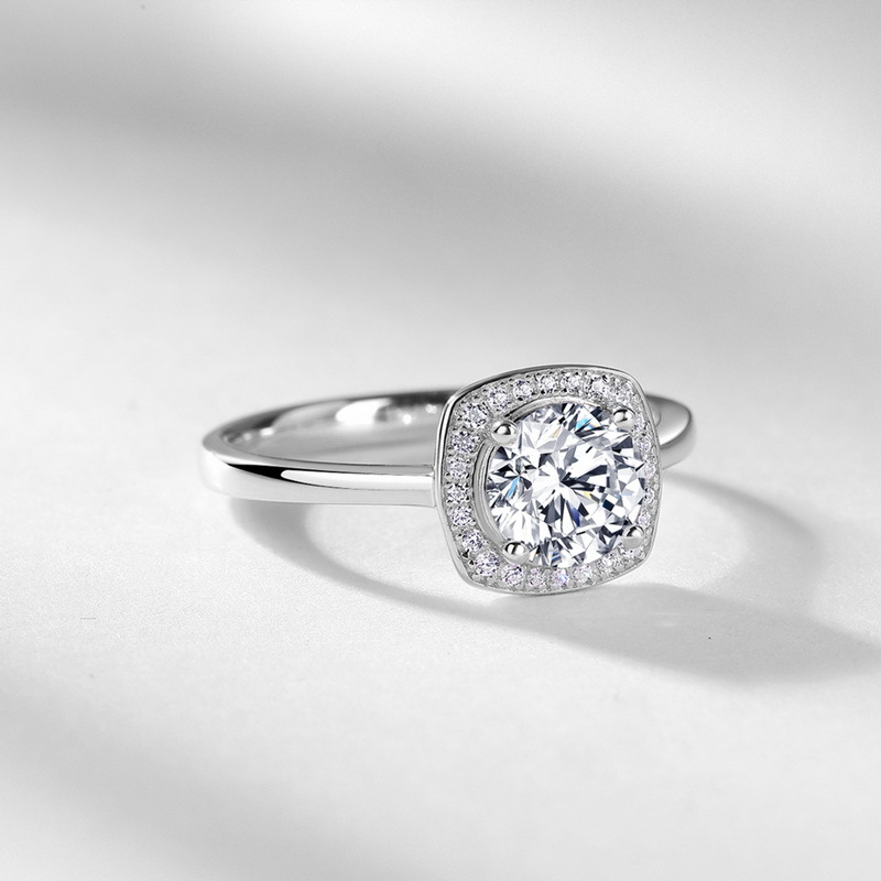 Geometric Pattern Moissanite 925 Sterling Silver Rings GRA Certificate Geometric Rings