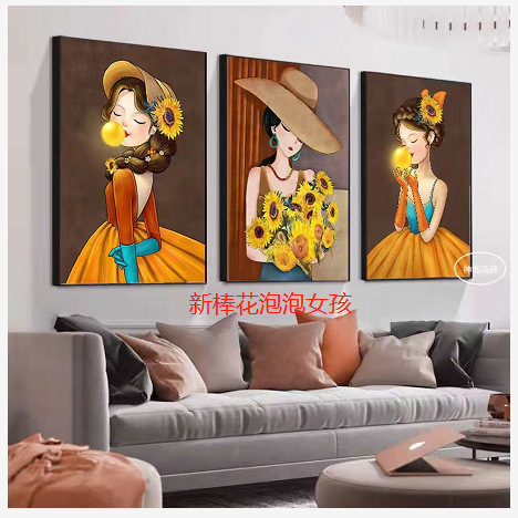 メーカー客間装飾画北欧風ソファー背景壁壁画現代シンプル寝室レストラン壁画掛け画|undefined